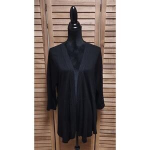 Torrid 3 Womens Babydoll Floral Embroidered Cardigan Sweater Black Plus Size 3X